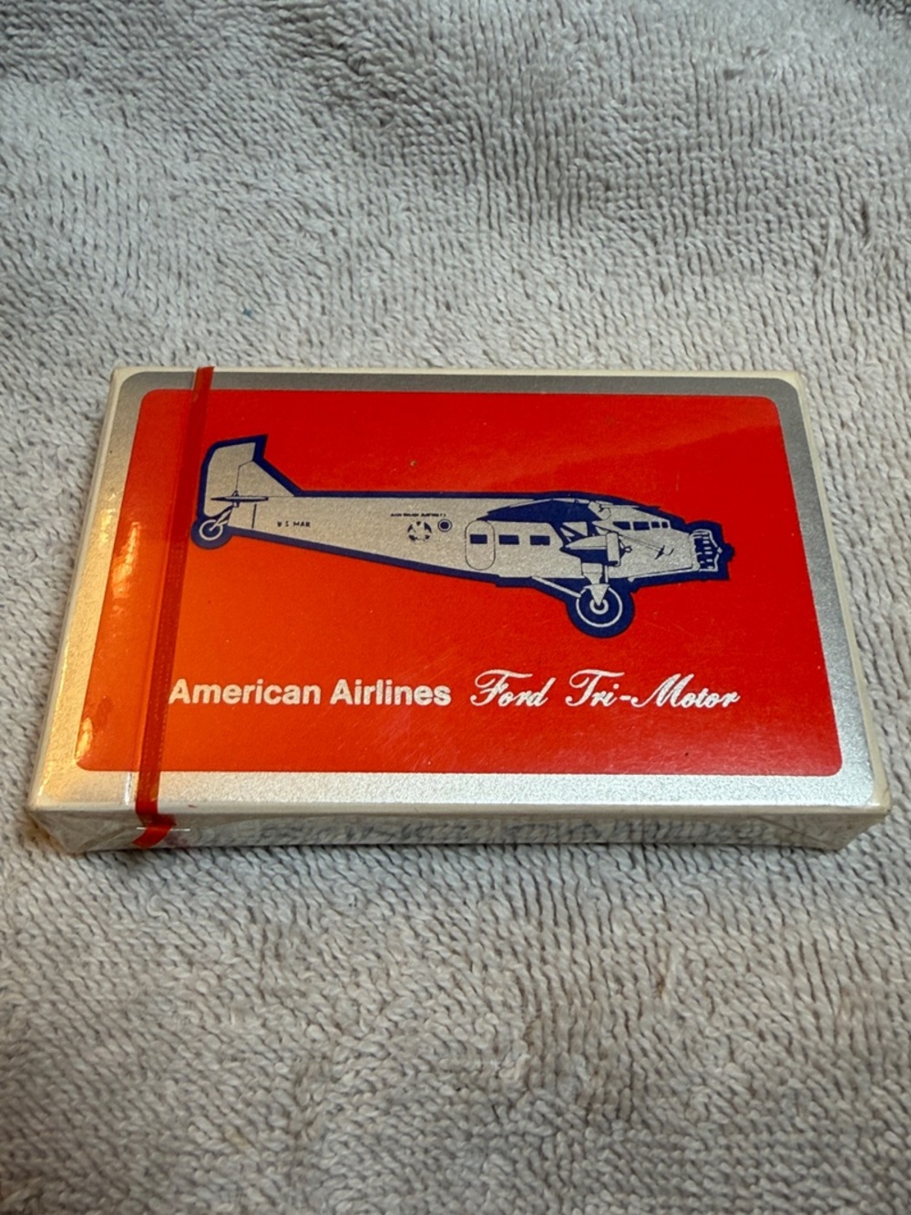 American Airlines Ford Tri-Motor Collectible playing cards- Red and Silver